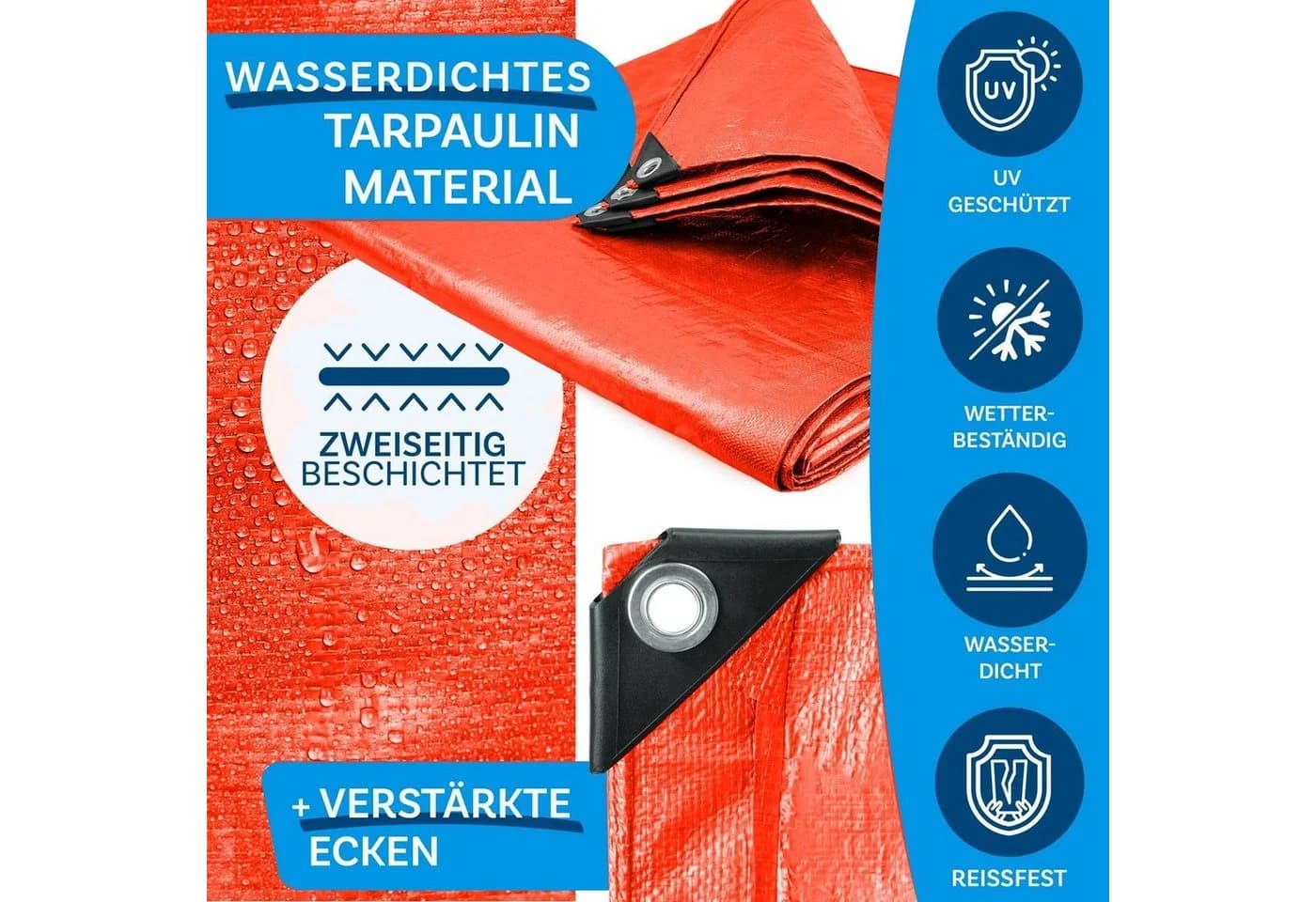 casa pura Schutzplane Reißfest 80 g/m² Orange Wasserdicht