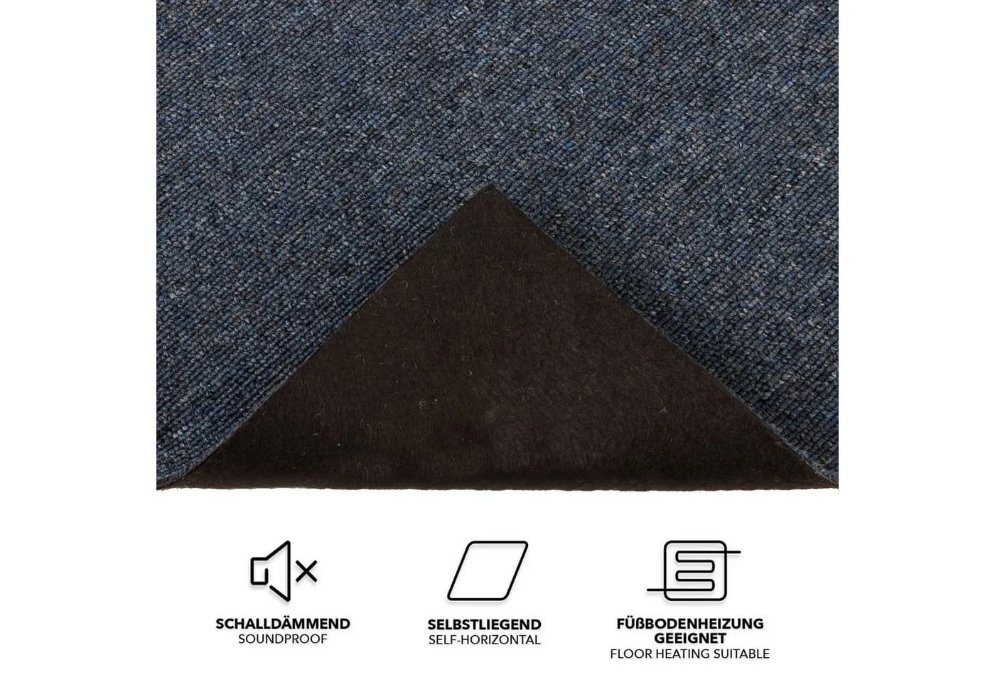 Karat Teppichfliese Moscow Blau Selbstliegend 50x50 cm