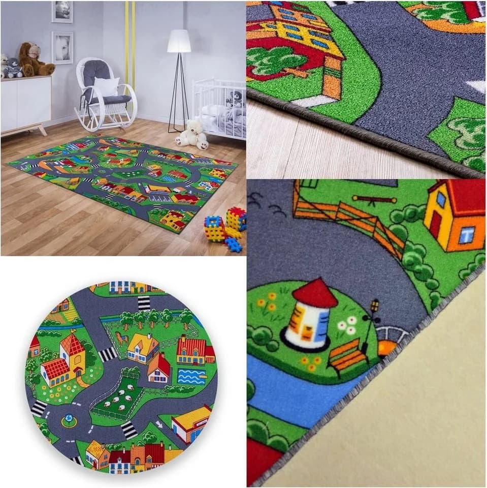 MDEKOR Kinderteppich mit Straßen und Häuser – 100 x 180 cm - Bild 2