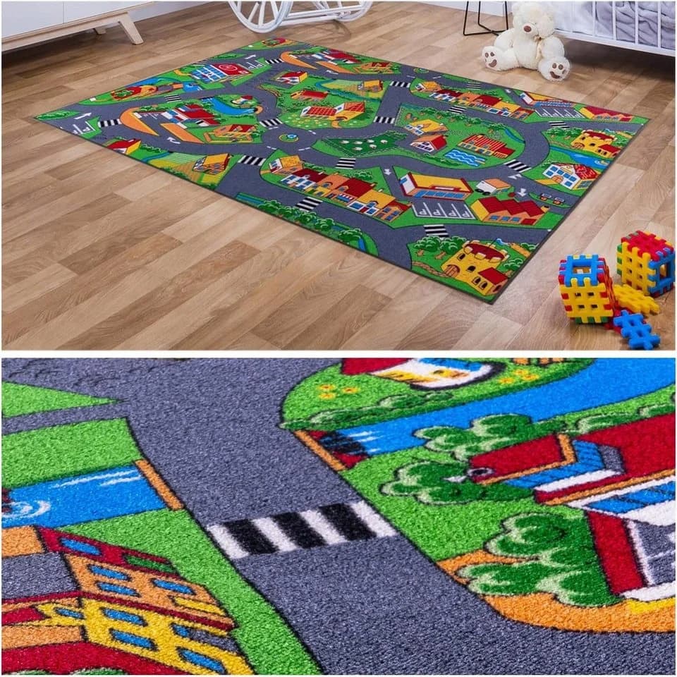 MDEKOR Kinderteppich mit Straßen und Häuser – 100 x 180 cm - Bild 3