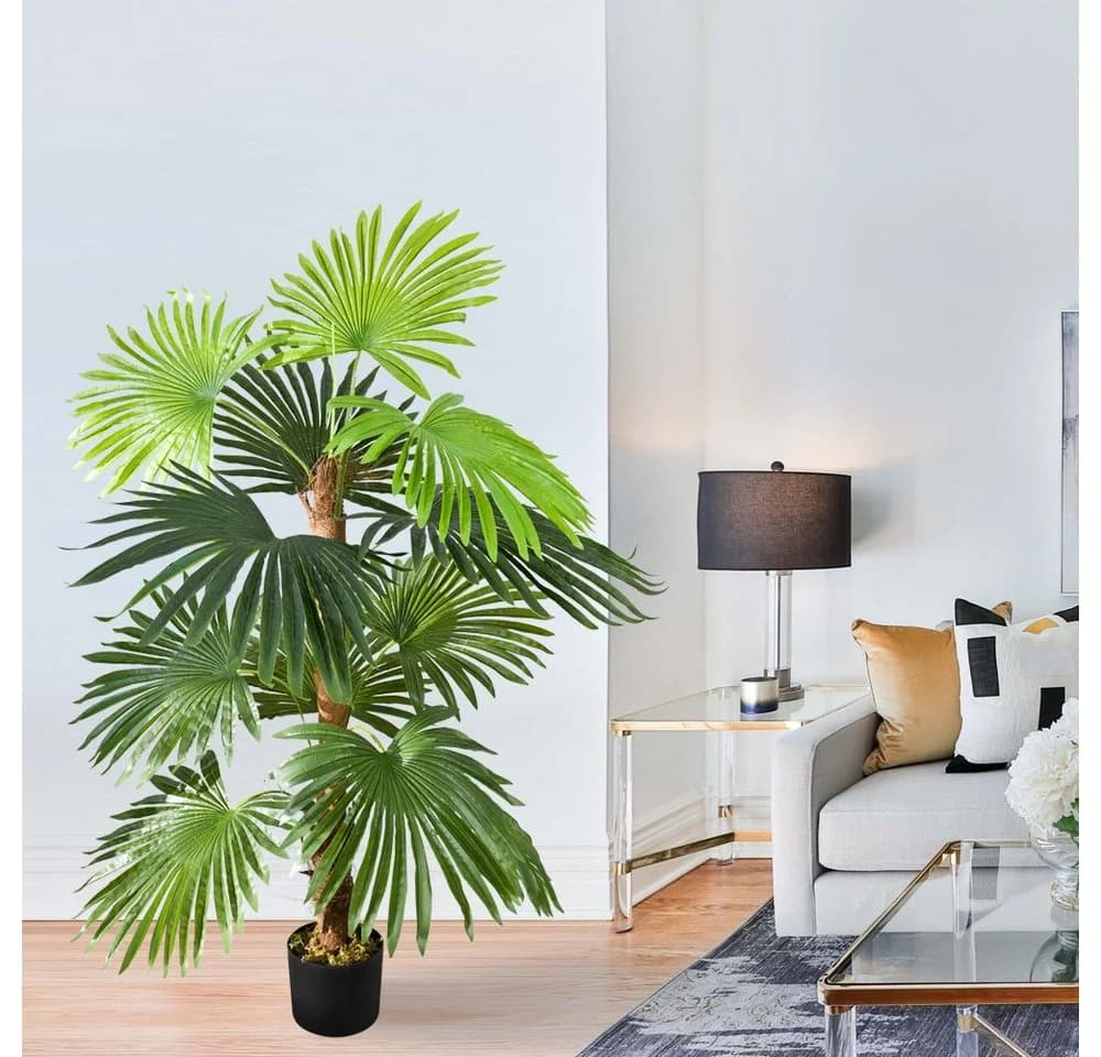 Decovego Kunstpalme 120cm Farnpalme Grün mit Topf - Bild 5