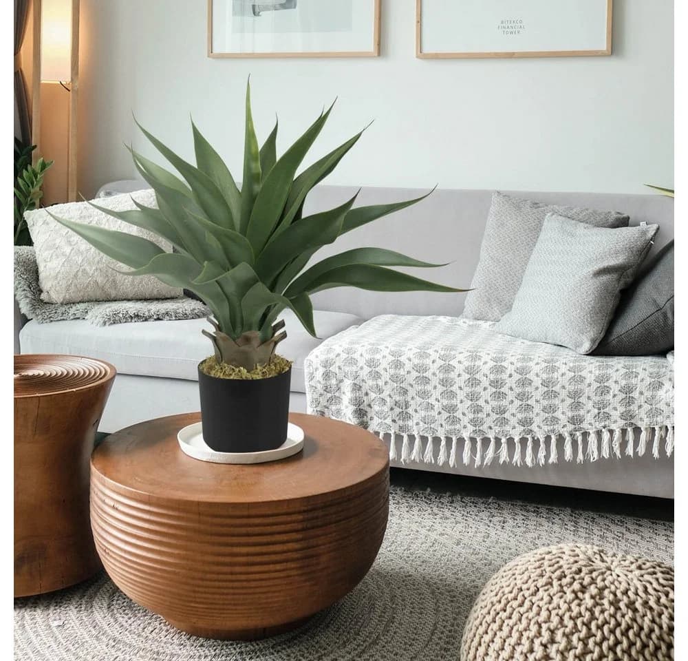 Decovego Künstliche Aloe Vera 54 cm im Zementtopf Grün