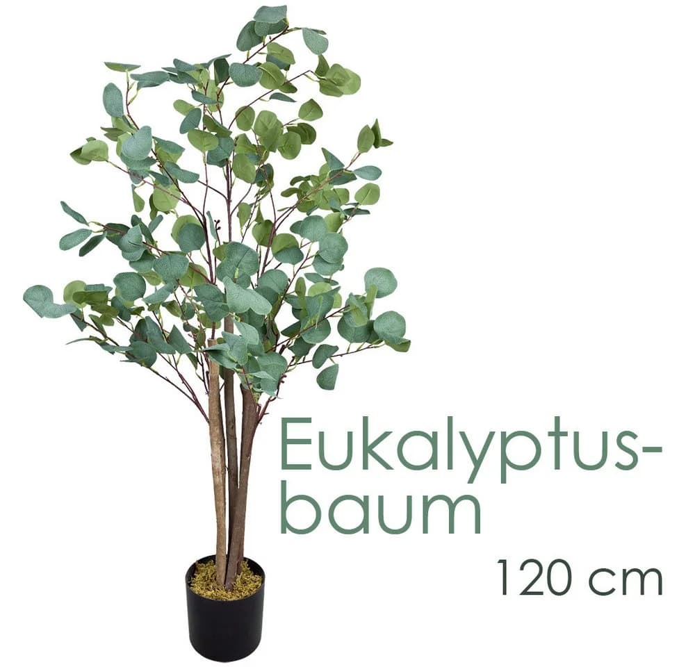 Decovego Eukalyptus Kunstbaum 120 cm Grün mit Topf