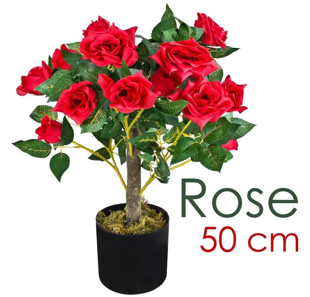 Kunstblume Rose Rosenstock Rosenbusch Kunstpflanze Künstliche Pflanze Auswahl, Decovego - Bild 2