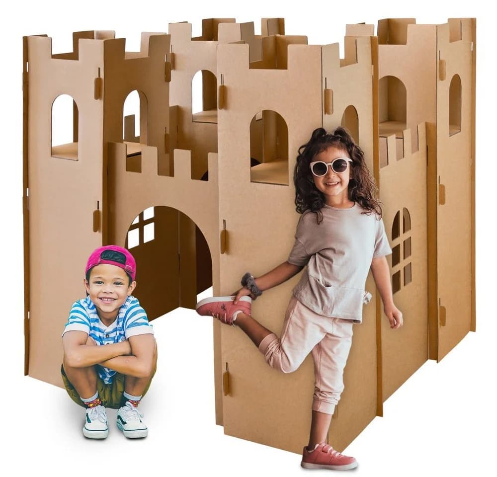 Kingpower Ritterburg Spielhaus Pappe Braun 130x130x132cm - Bild 3