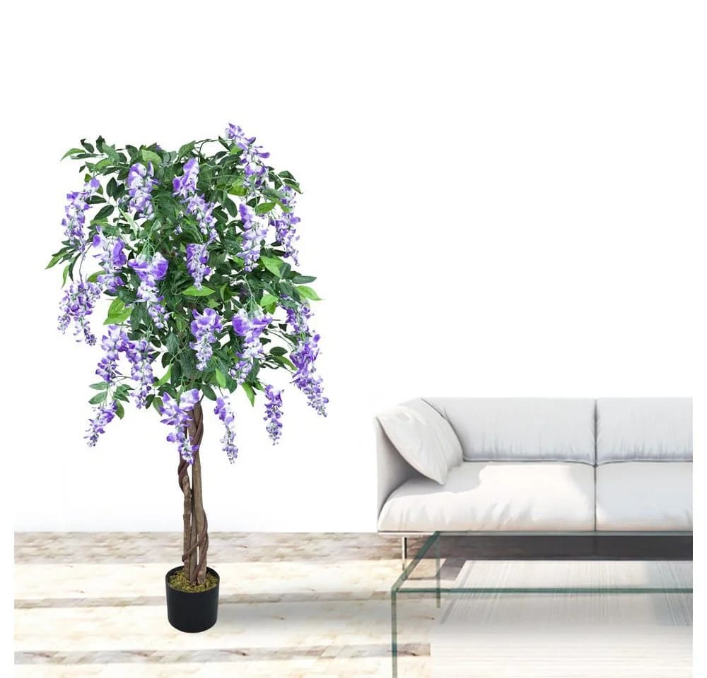 Decovego Kunstbaum Blauregen 160 cm mit Echtholz - Bild 5