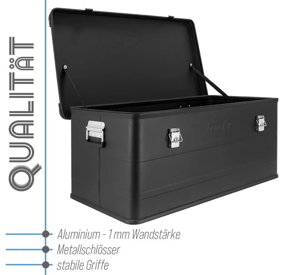 Trucky Allzweckkiste Aluminium Box mit Deckel Schwarz 140 Liter - Bild 3