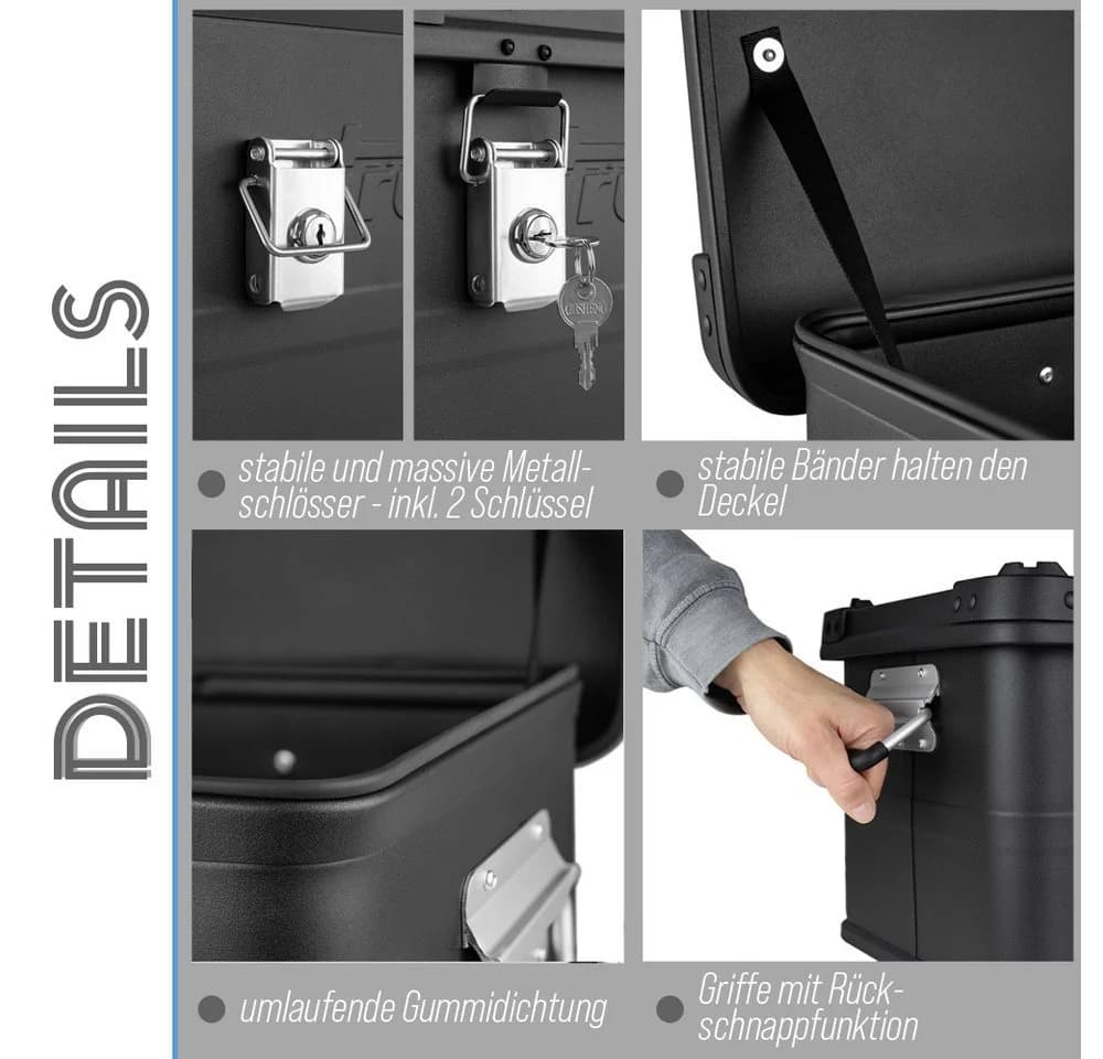 Trucky Allzweckkiste Aluminium Box mit Deckel Schwarz 140 Liter - Bild 4