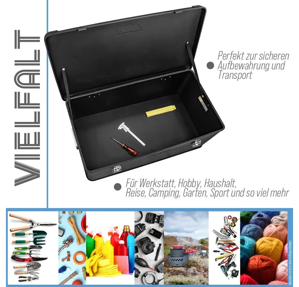 Trucky Allzweckkiste Aluminium Box mit Deckel Schwarz 140 Liter - Bild 5