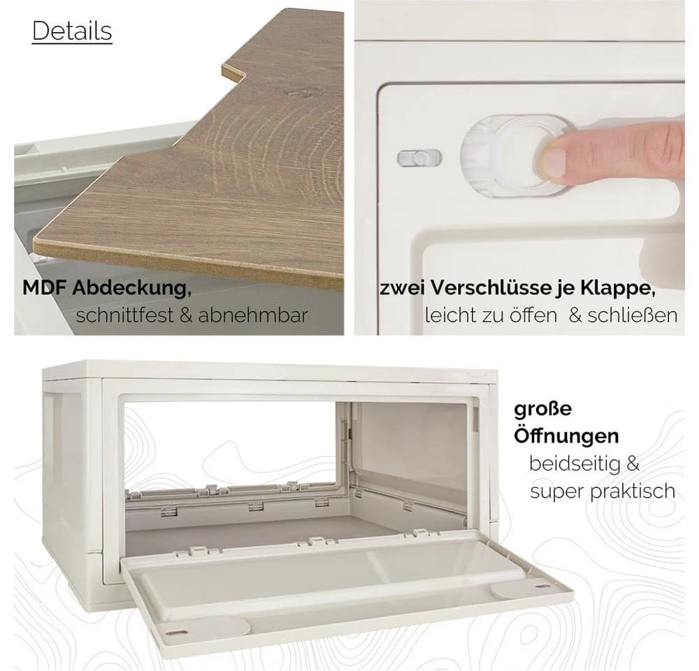 Trucky Faltbox Storage Box 35 L Beige Camping Klappbox mit Rollen - Bild 4