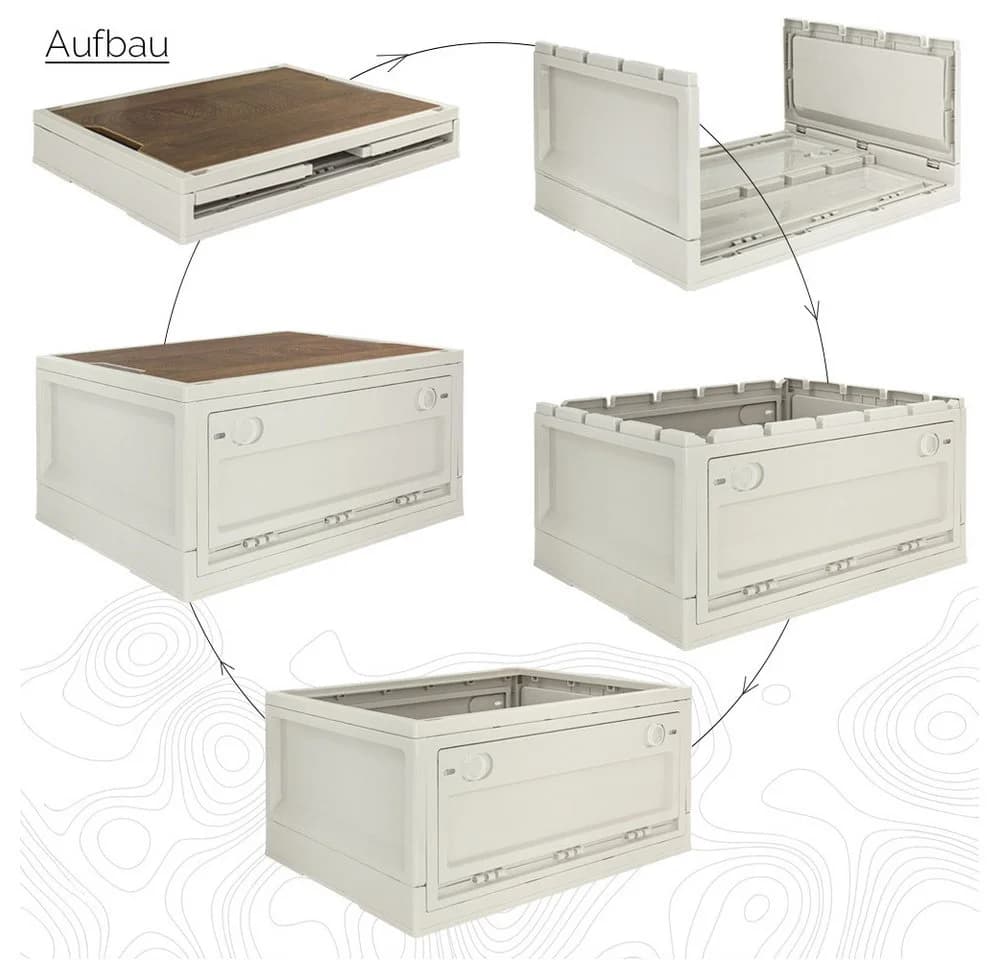Trucky Faltbox Storage Box 35 L Beige Camping Klappbox mit Rollen - Bild 5