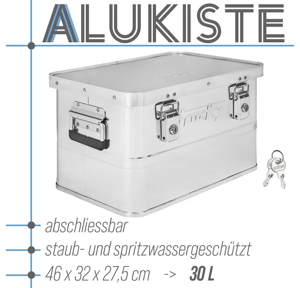 Trucky Allzweckkiste Aluminium Box mit Deckel Silber Abschließbar