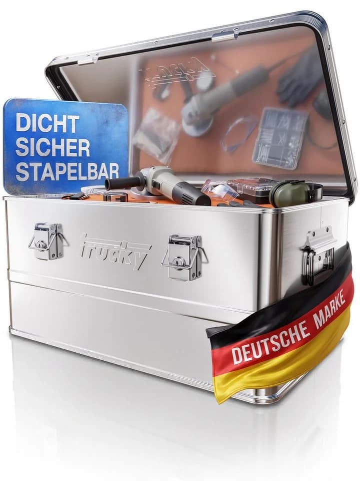 Trucky Alukiste mit Schloss & Deckel, Silber, robust & abschließbar - Bild 2