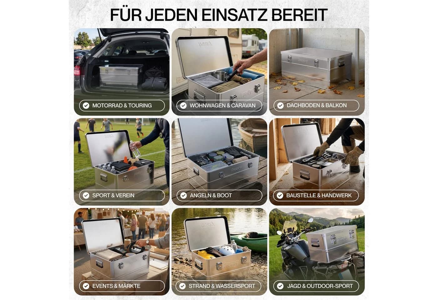 Trucky Alukiste mit Schloss & Deckel, Silber, robust & abschließbar - Bild 4