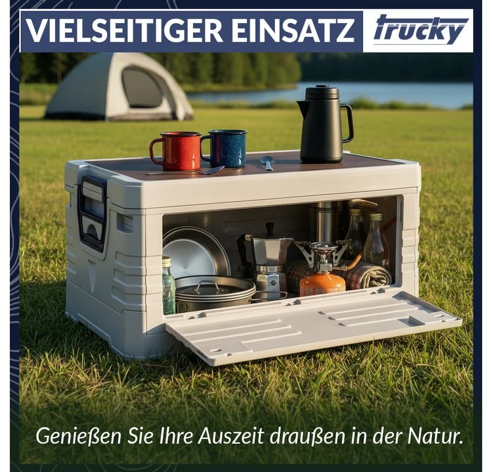 Trucky Faltbox Storage Box 45L Beige Camping Klappbox - Bild 3