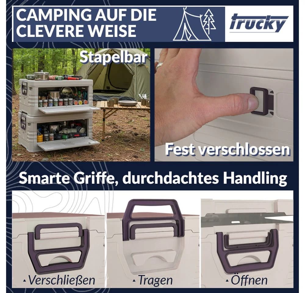 Trucky Faltbox Storage Box 45L Beige Camping Klappbox - Bild 4