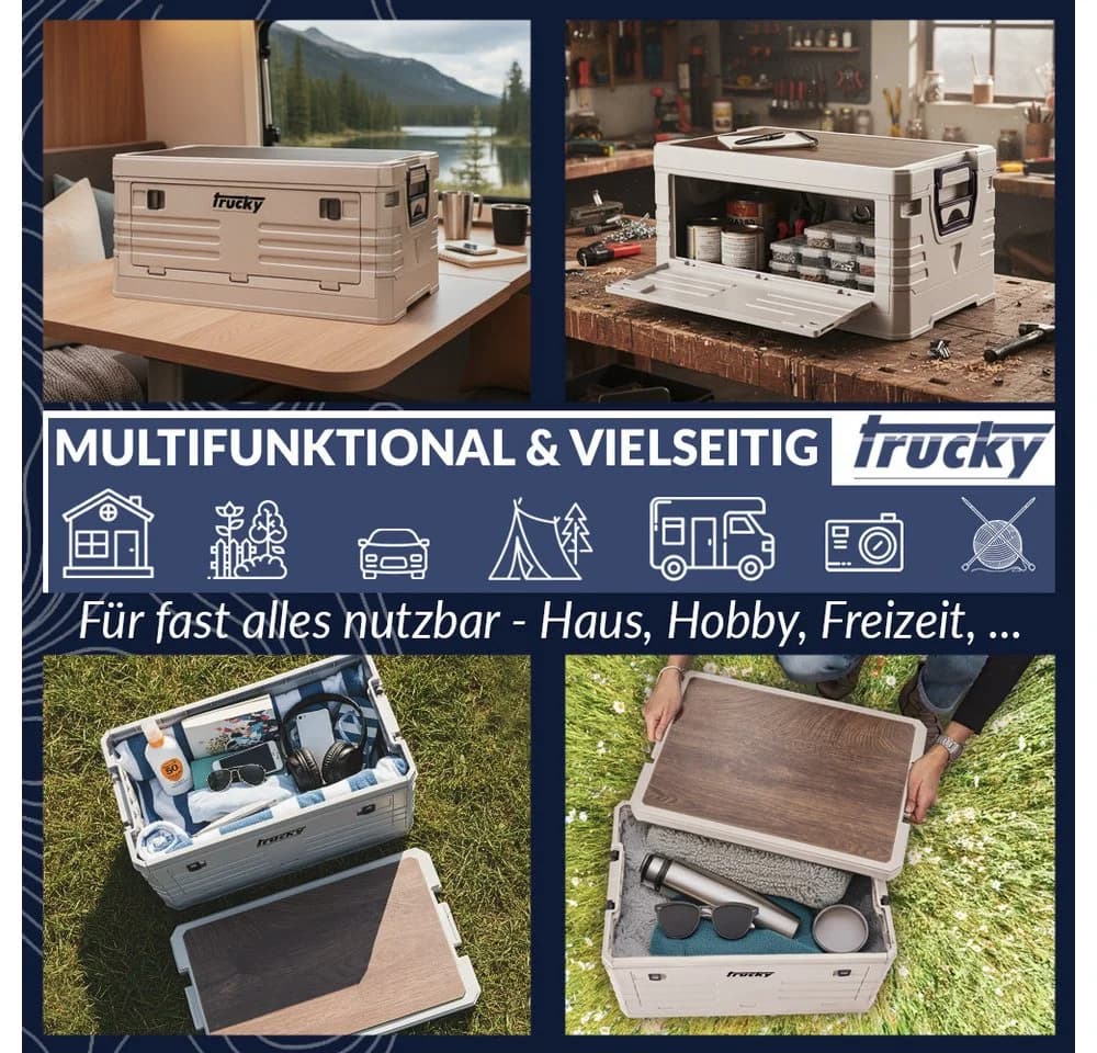 Trucky Faltbox Storage Box 45L Beige Camping Klappbox - Bild 5