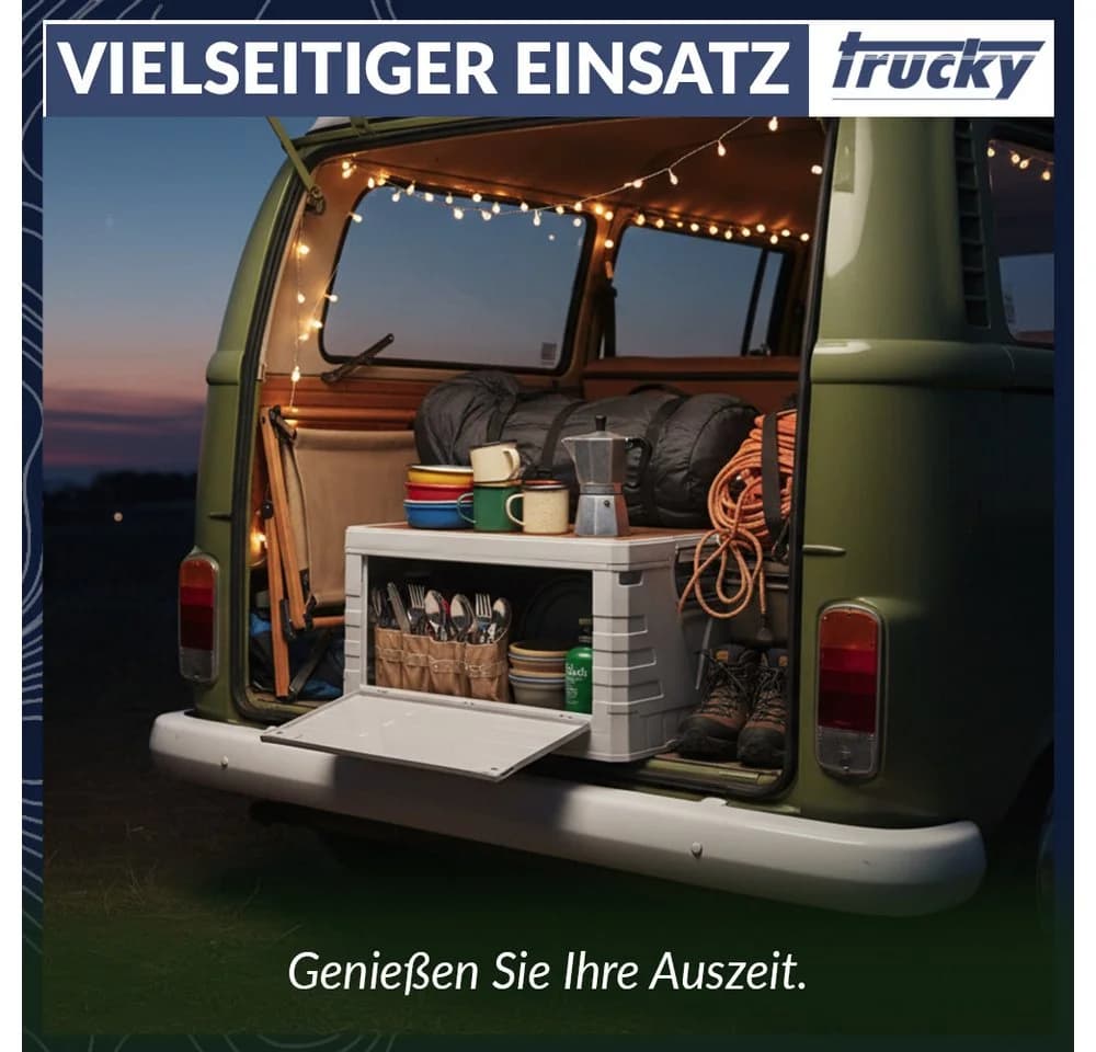 Trucky Faltbox Storage Box 75 L Camping Klappbox Beige - Bild 3