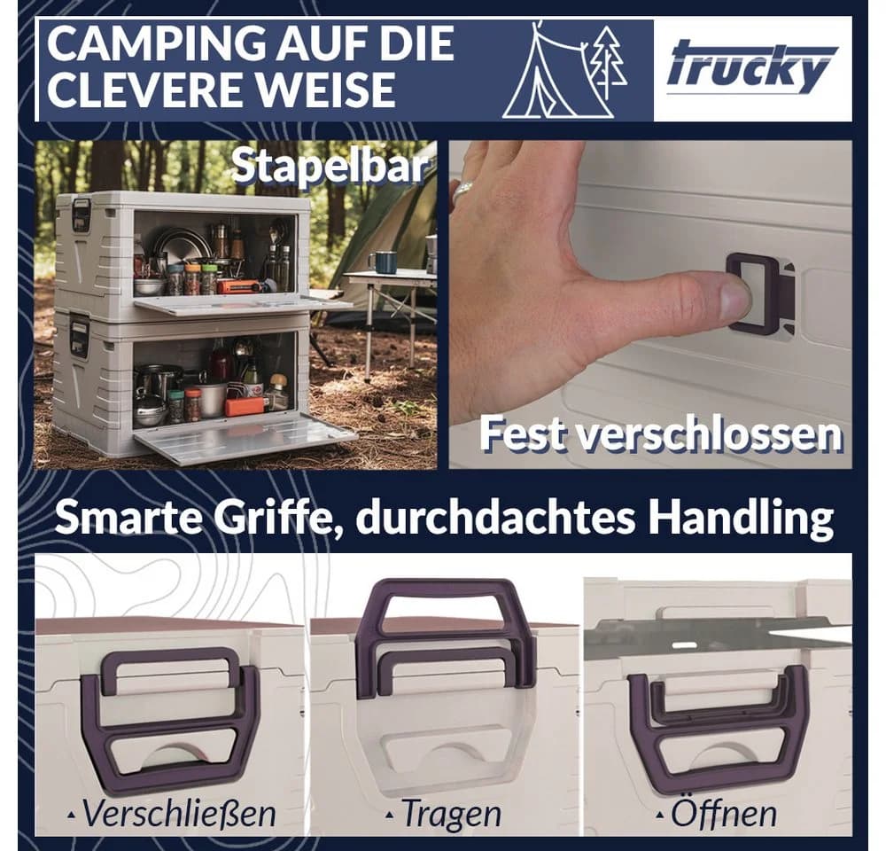 Trucky Faltbox Storage Box 75 L Camping Klappbox Beige - Bild 4