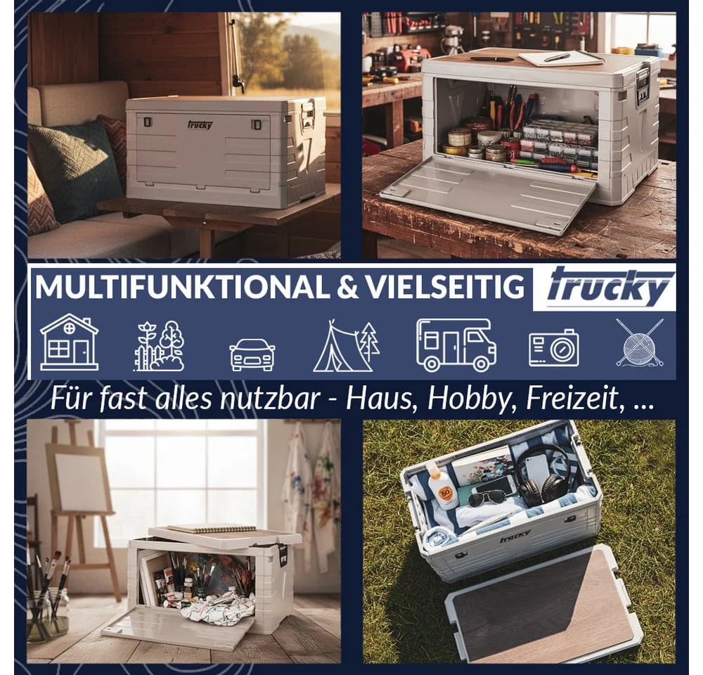 Trucky Faltbox Storage Box 75 L Camping Klappbox Beige - Bild 5