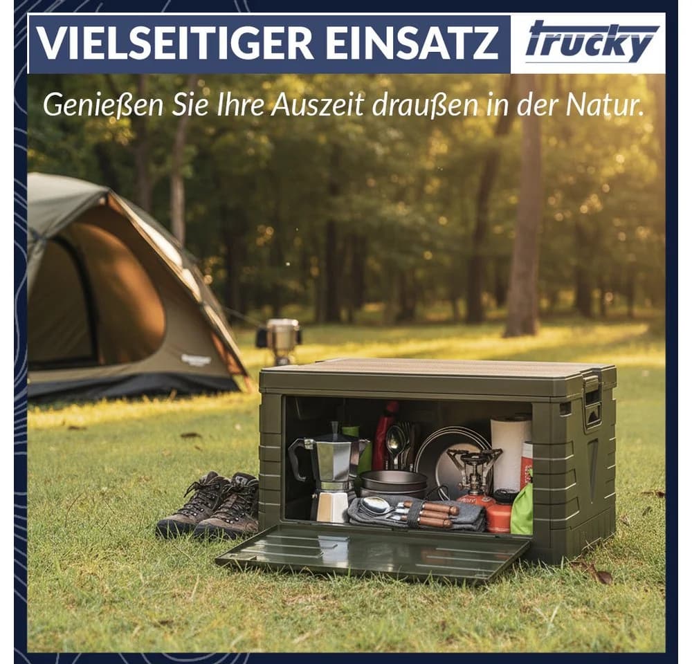 Trucky Faltbox 75L Camping Klappbox Grün - Bild 3
