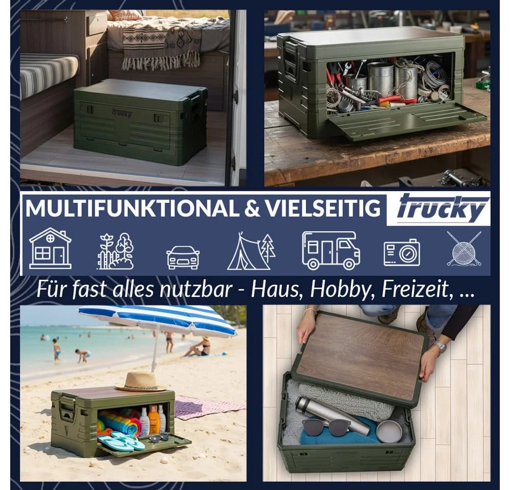 Trucky Faltbox 75L Camping Klappbox Grün - Bild 5