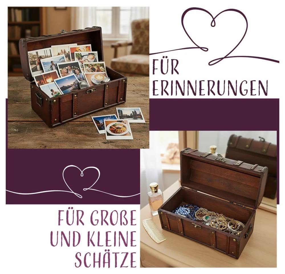 Kingpower Schatzkiste Schatztruhe aus Holz mit Schloss 30x14x16 cm - Bild 5