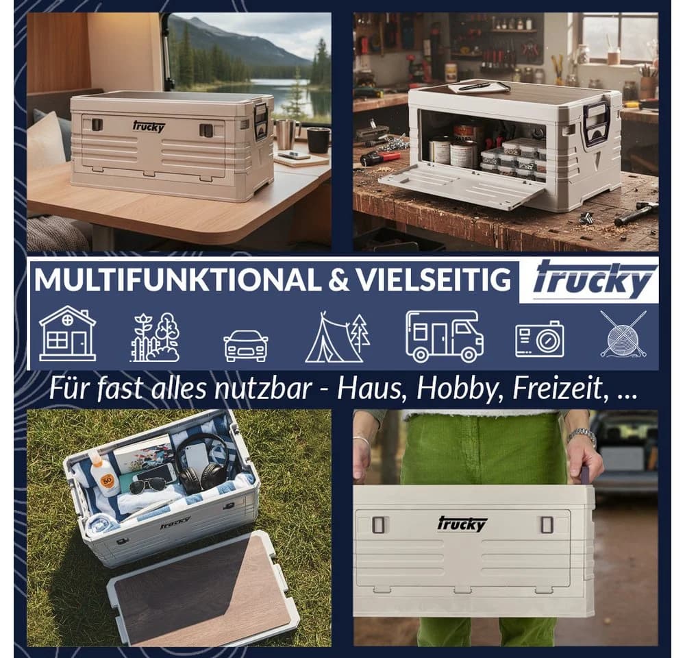 Trucky Faltbox Storage Box Camping Klappbox Klappkiste faltbar Beige - Bild 5