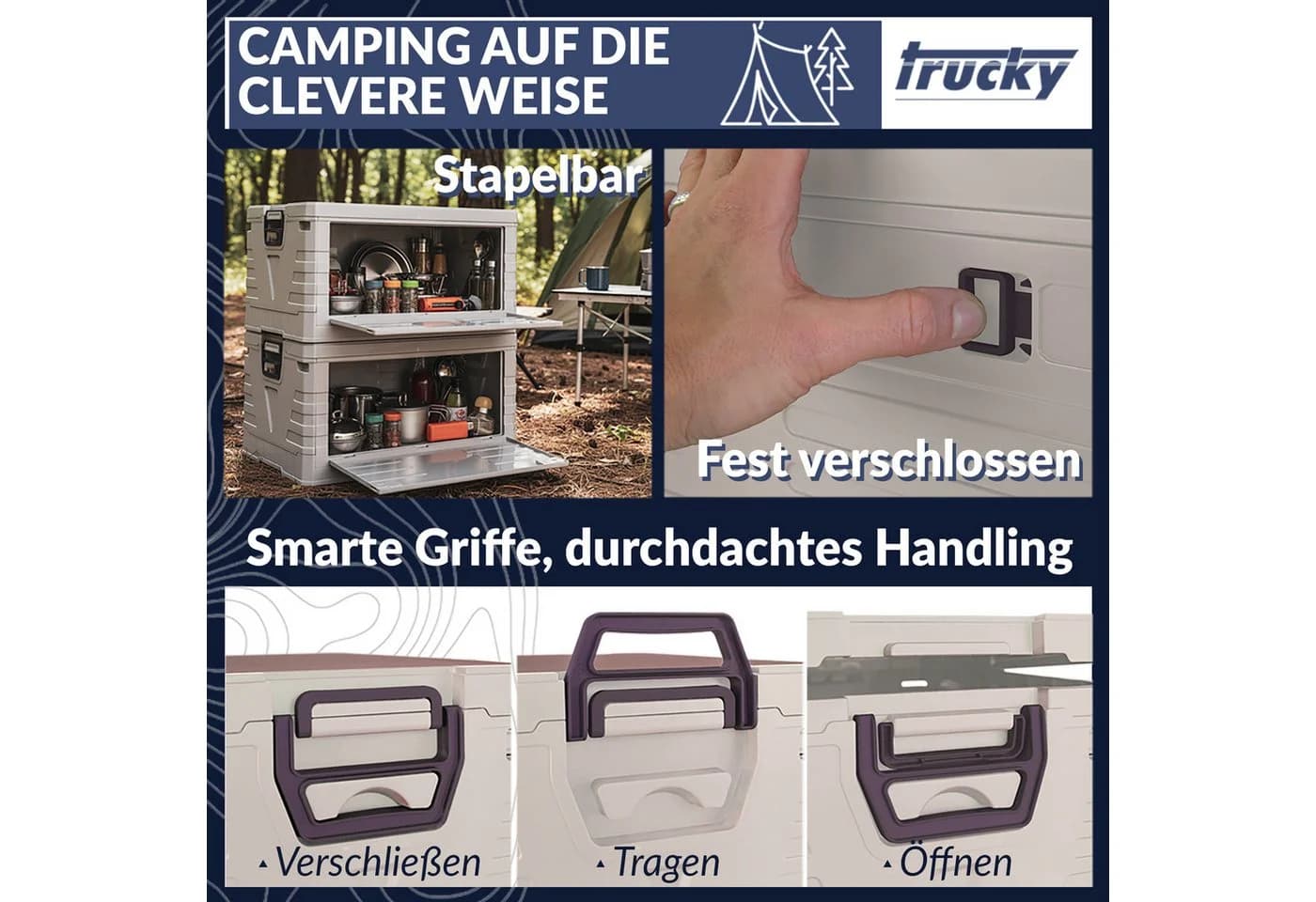 Trucky Faltbox Storage Box Camping Klappbox Beige - Bild 4