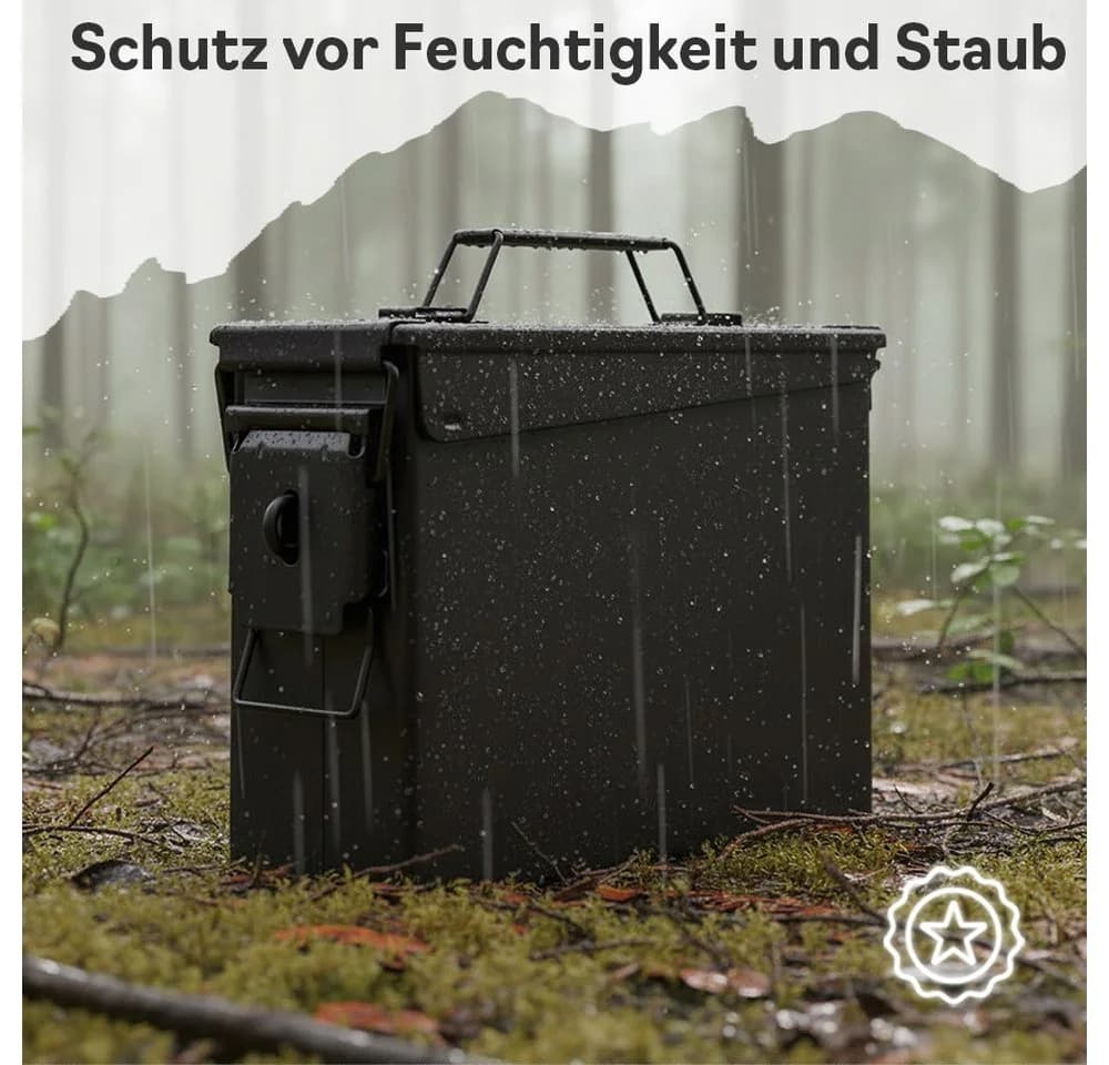 Trucky Aufbewahrungsbox Ammo Box Munitionsbox Metallkiste Metallbox Schwarz Metall - Bild 3