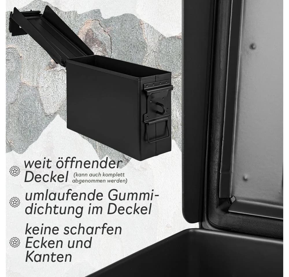 Trucky Aufbewahrungsbox Ammo Box Munitionsbox Metallkiste Metallbox Schwarz Metall - Bild 5