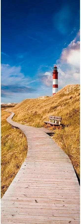 Livingwalls Fototapete Leuchtturm Sylt Vlies Beige Blau Rot Weiß