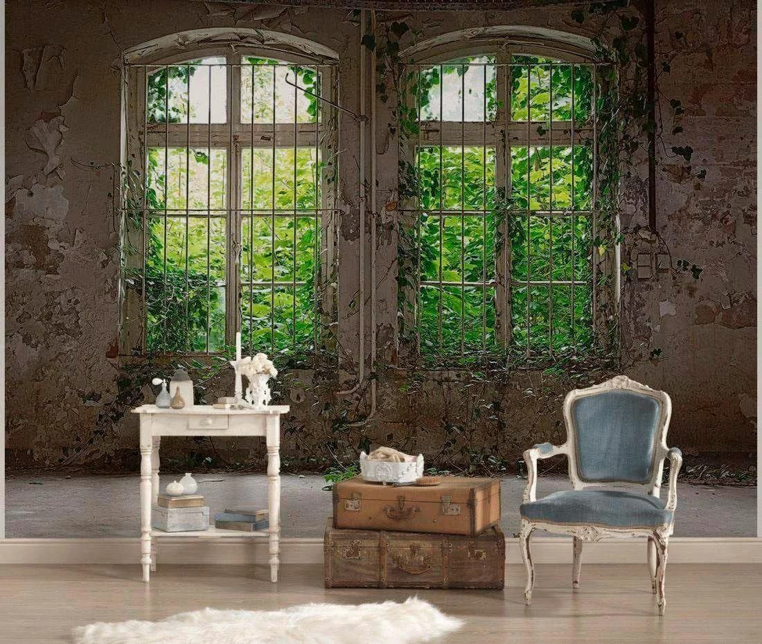 Livingwalls Fototapete Old Windows Vlies Bunt 350x255cm