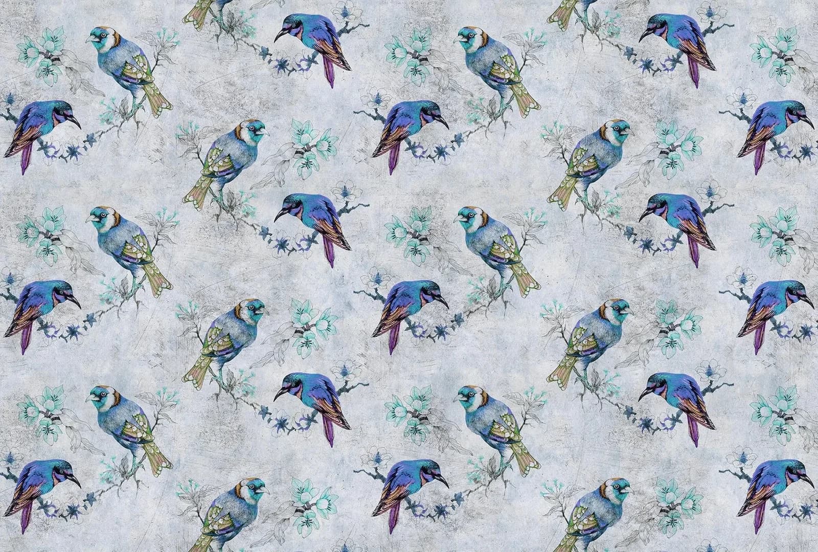 Fototapete LIVING WALLS Love Birds 1 Blau Vlies