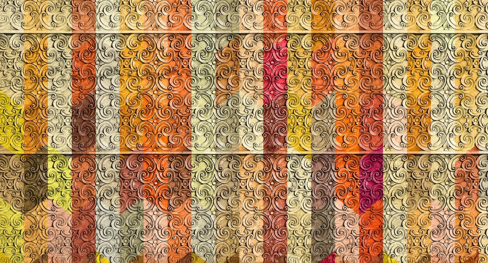 ARCHITECTS PAPER Fototapete Atelier 47 Panelling Artwork 1 Rot Braun Orange