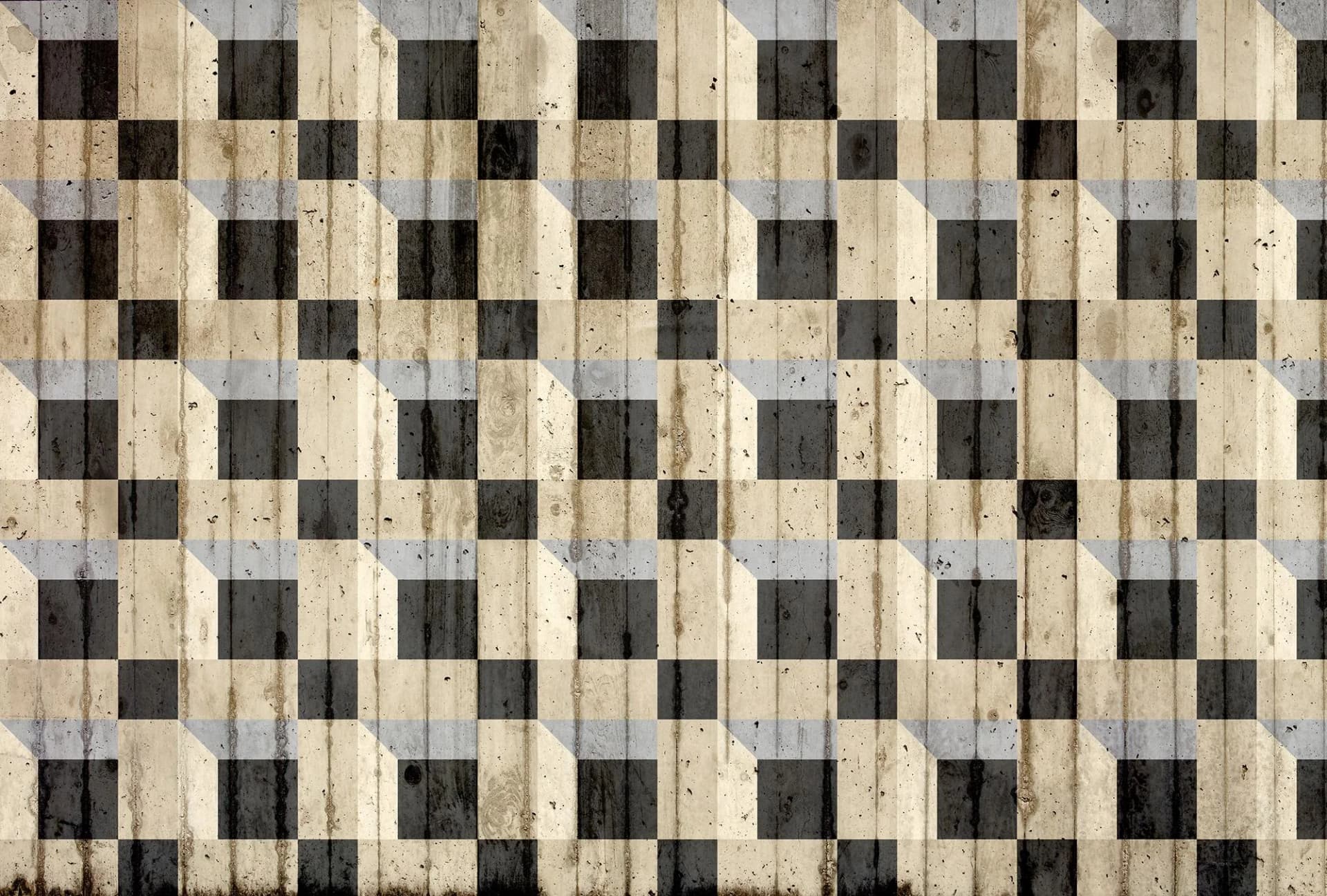 ARCHITECTS PAPER Fototapete Atelier 47 Squares 3D 3 Grau Schwarz Beige