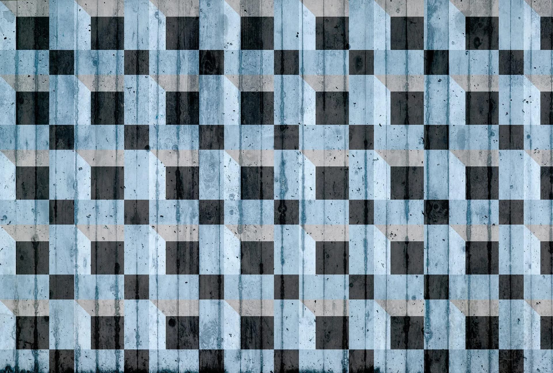 ARCHITECTS PAPER Fototapete Atelier 47 Squares 3D 3 Blau Grau Schwarz Vlies