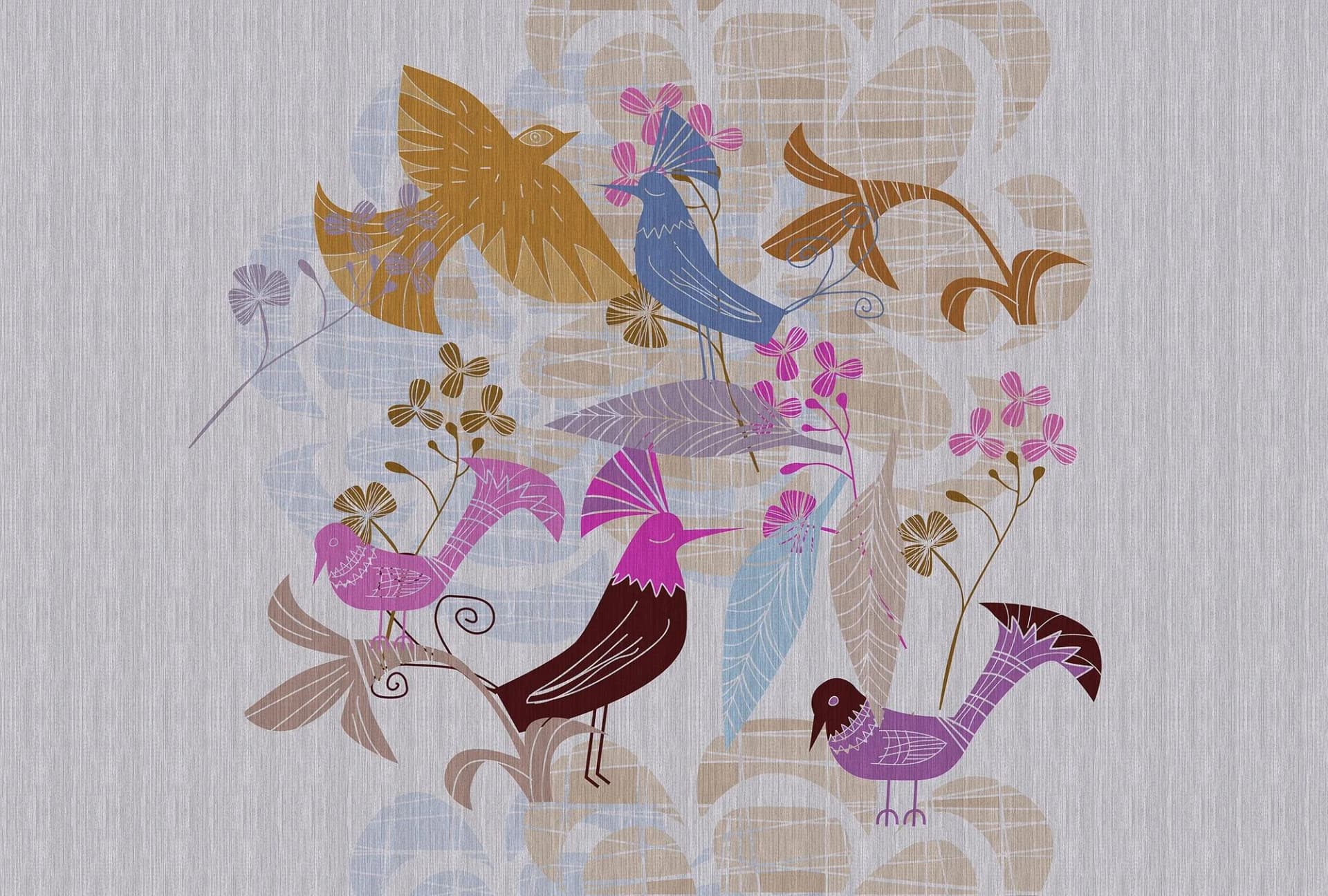 Fototapete LIVING WALLS Birdland Vlies Blau-Lila 4x2,7m