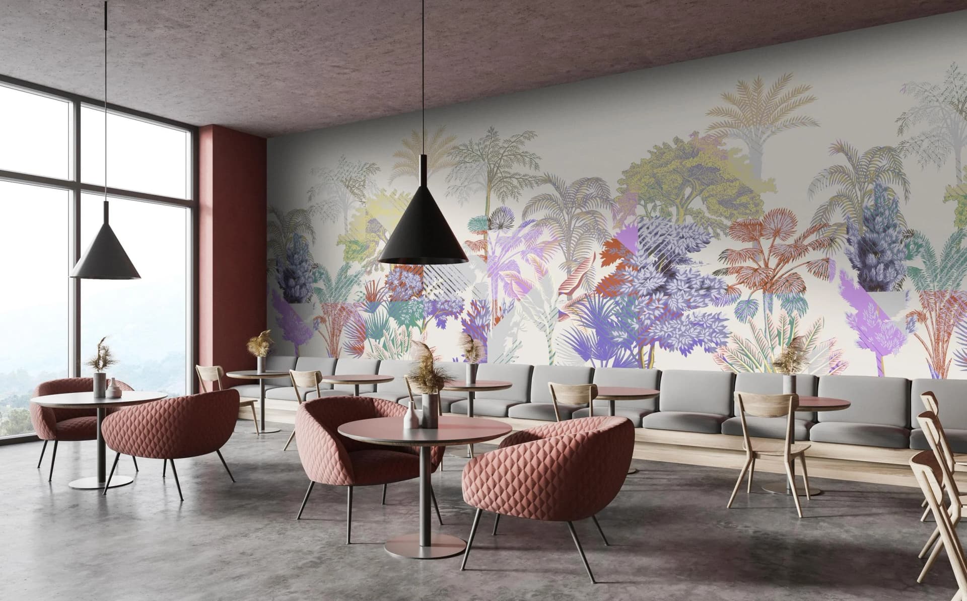Vliestapete LIVING WALLS Dschungel Fototapete mit Palmenmuster Modern Beige