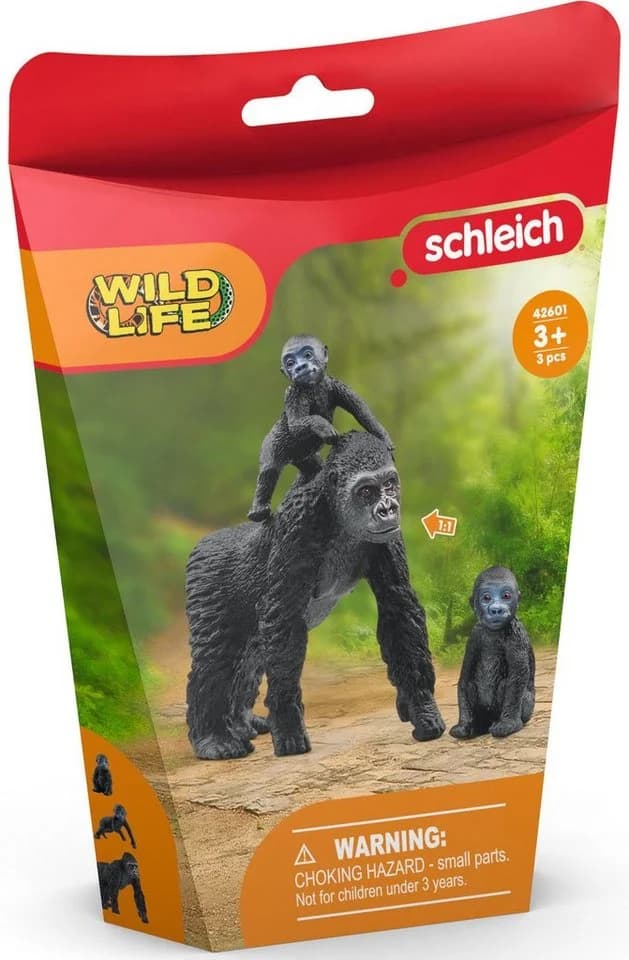 SCHLEICH WILD LIFE Flachland Gorilla Familie 42601 3-tlg. Schwarz - Bild 3