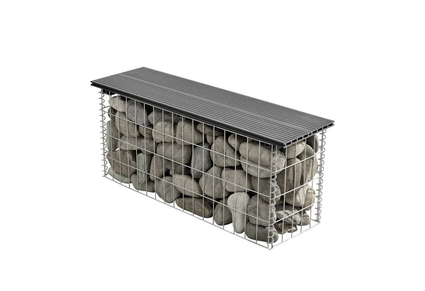 pro.tec Gartenbank Friesland WPC Gabionenbank Grau - Bild 2