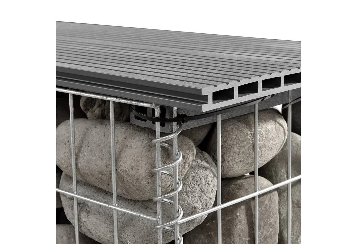 pro.tec Gartenbank Friesland WPC Gabionenbank Grau - Bild 4