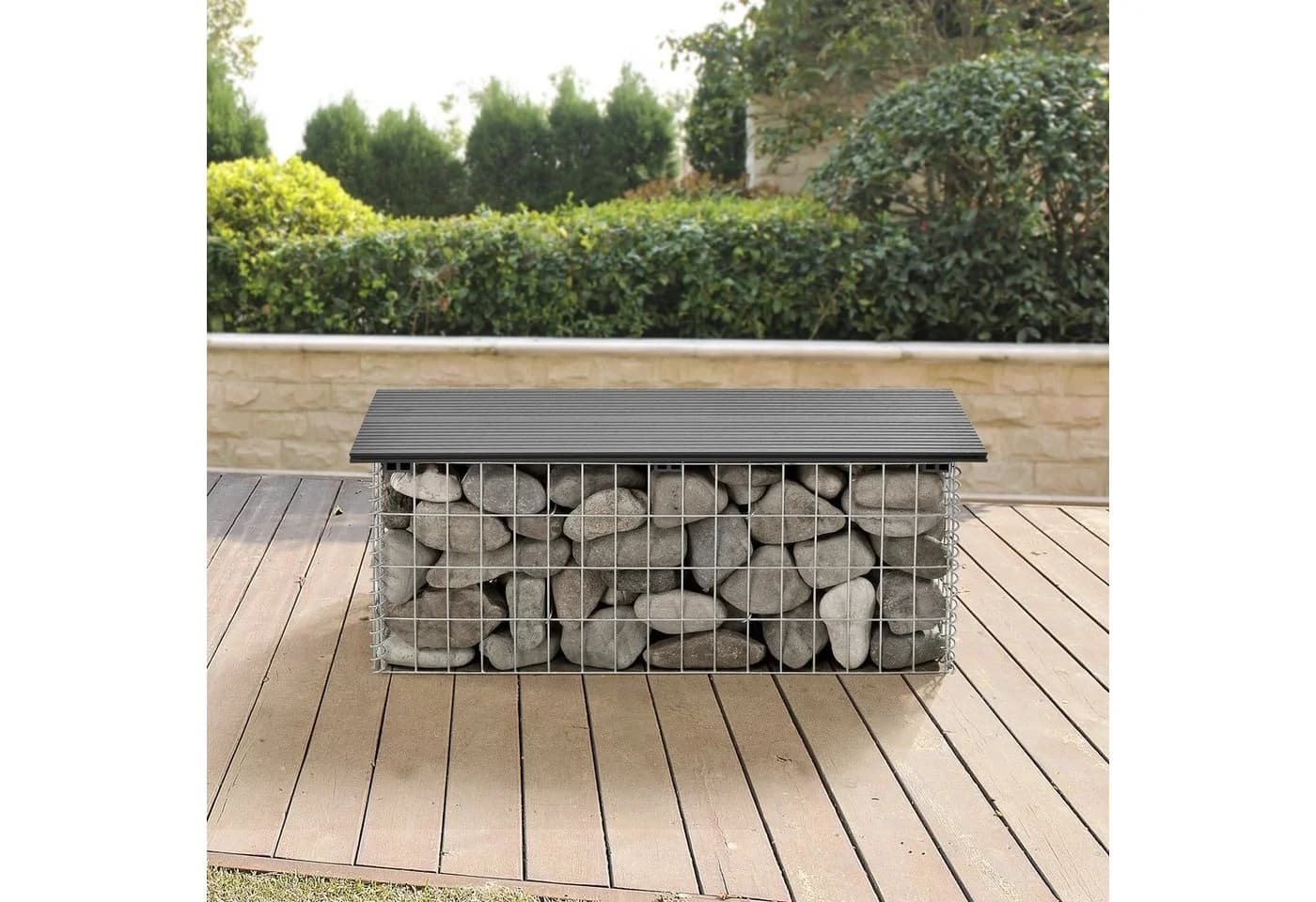 pro.tec Gartenbank Friesland WPC Gabionenbank Grau - Bild 5