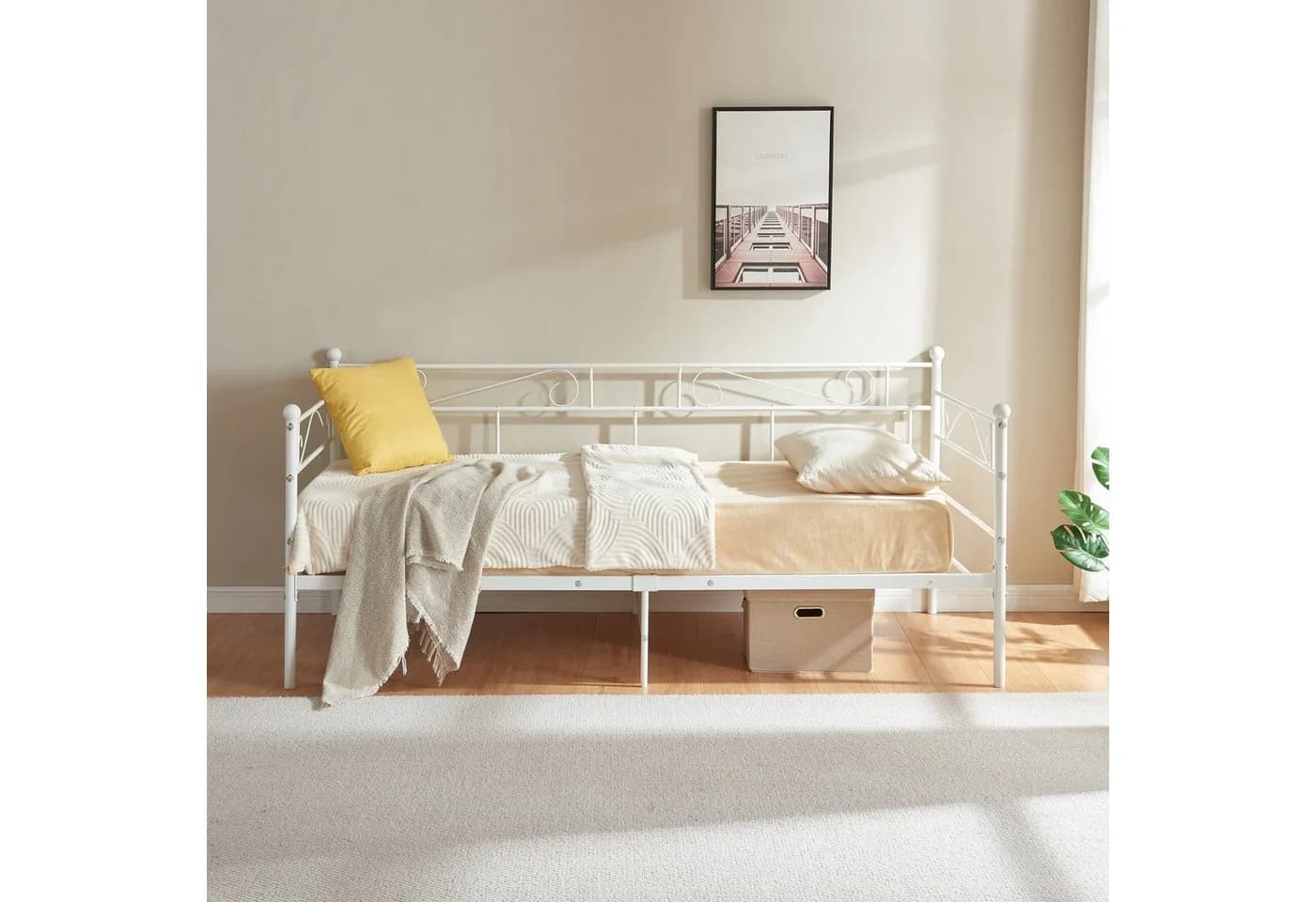 en.casa Metallbett »Trerunta« Stahl Weiß - Bild 3