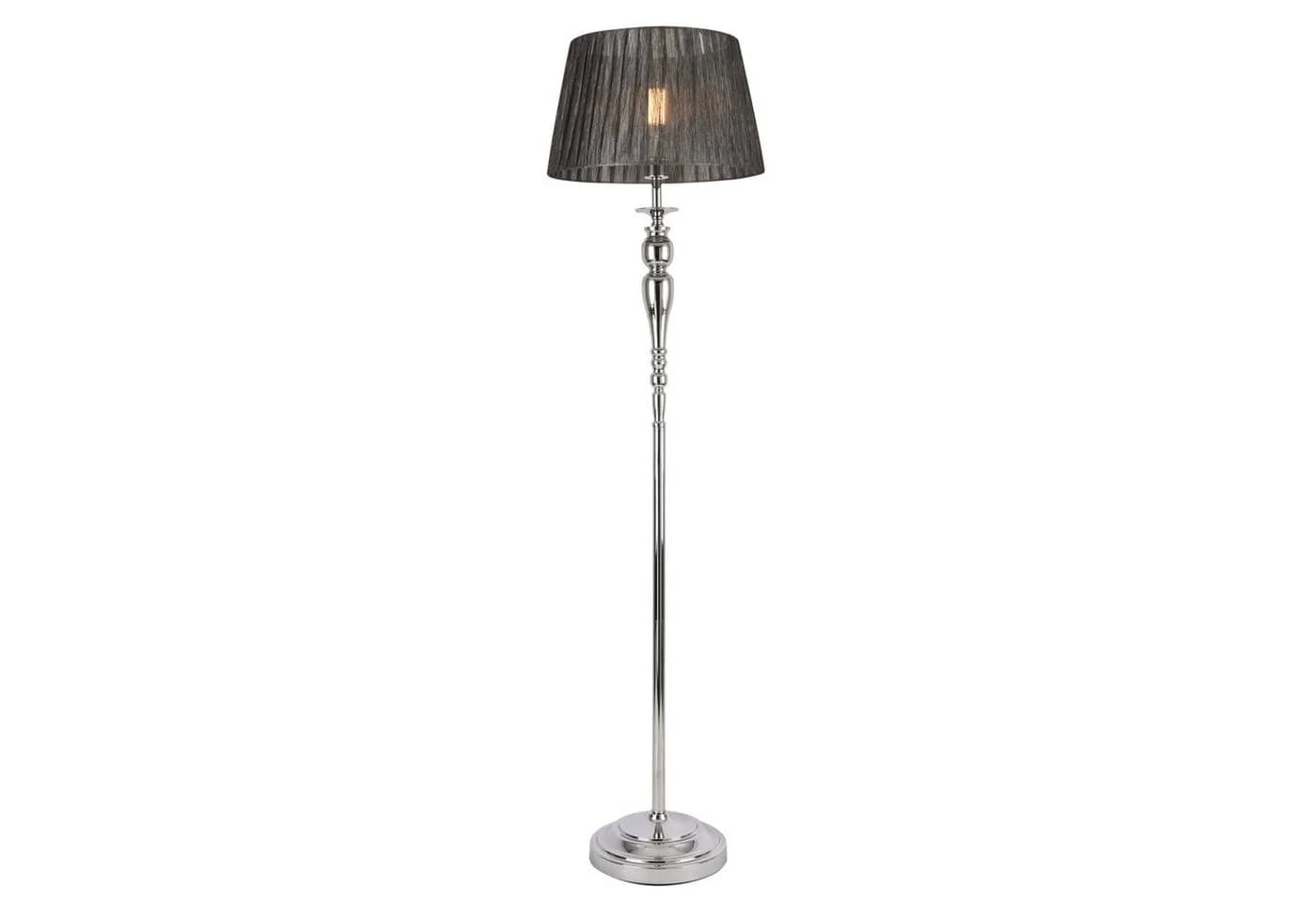 lux.pro Stehlampe Lingen 1xE27 Metallgestell Stoff Schirm Chrom Grau - Bild 2