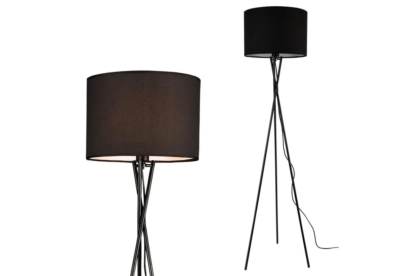 lux.pro Stehlampe Grenoble Schwarz Dreifuß 154cm Stoffschirm - Bild 2