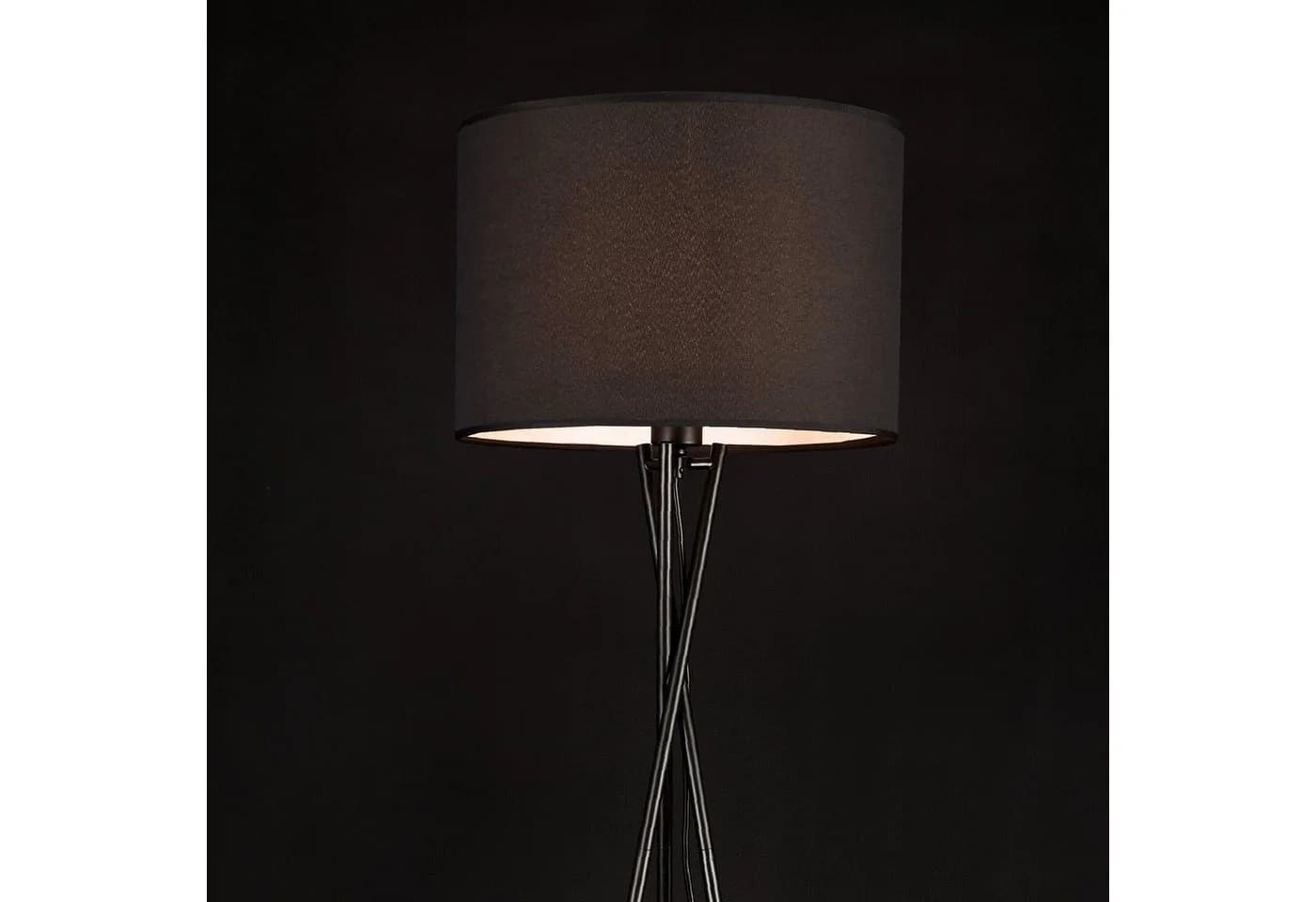 lux.pro Stehlampe Grenoble Schwarz Dreifuß 154cm Stoffschirm - Bild 4
