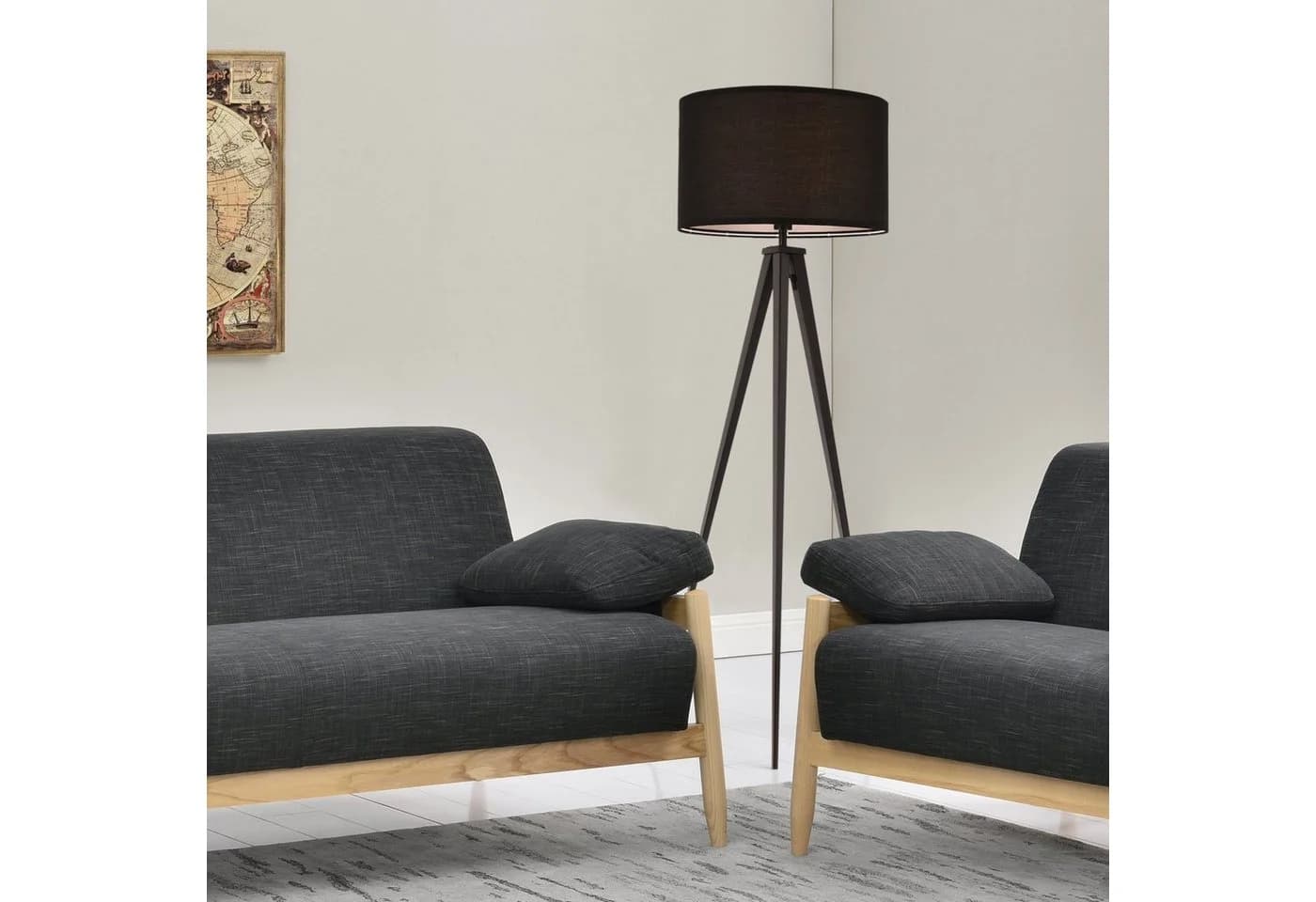 lux.pro Stehlampe Faro Schwarz 3-Fuß Leuchte Modern - Bild 4