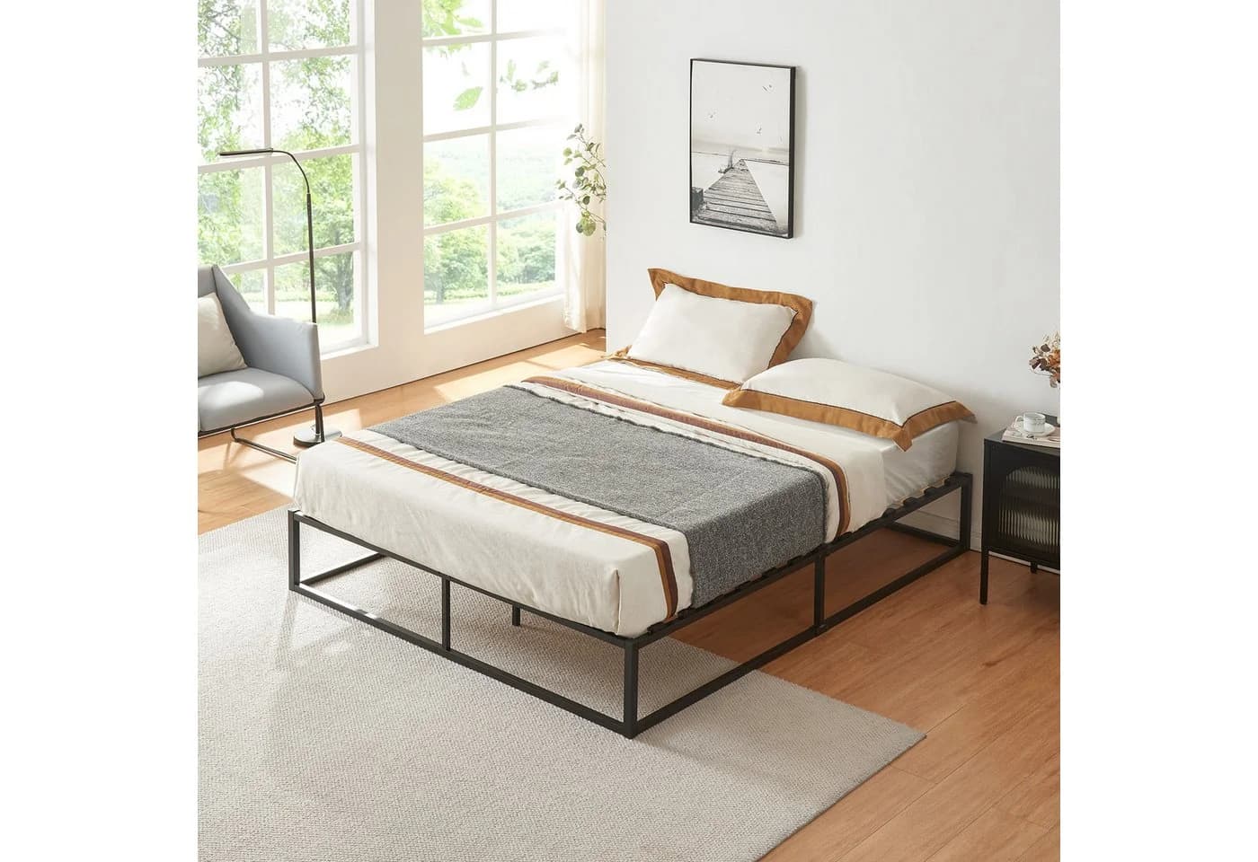 en.casa Metallbett »Kreta« Schwarz Modernes Bettgestell - Bild 3