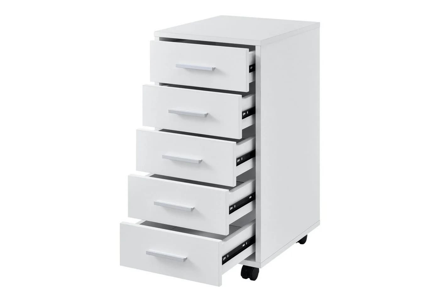 en.casa Rollcontainer Stockholm 5 Schubladen Weiß Aktenschrank - Bild 2